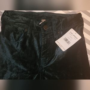 Size 24 free people green velvet pants